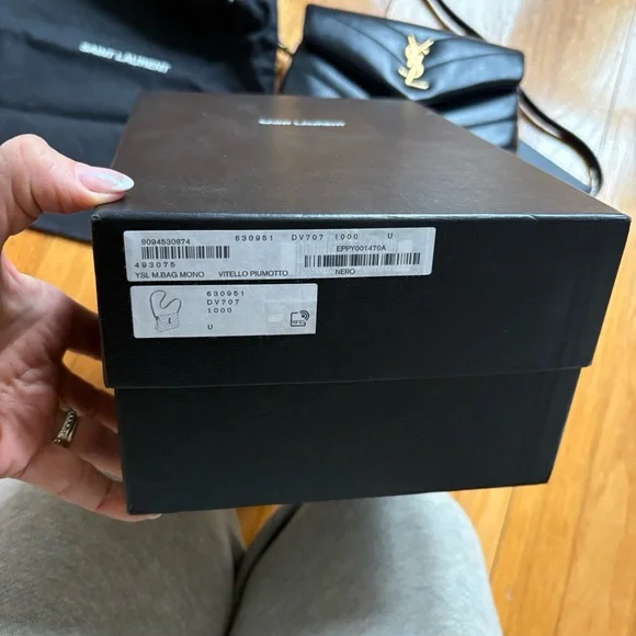 Saint Laurent YSL Black Chevron Quilted Leather Shoulder Bag with Gold Monogram - Picture 4 of 15